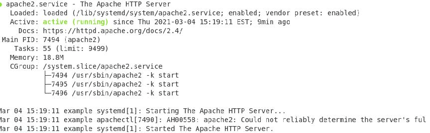 Apache service status