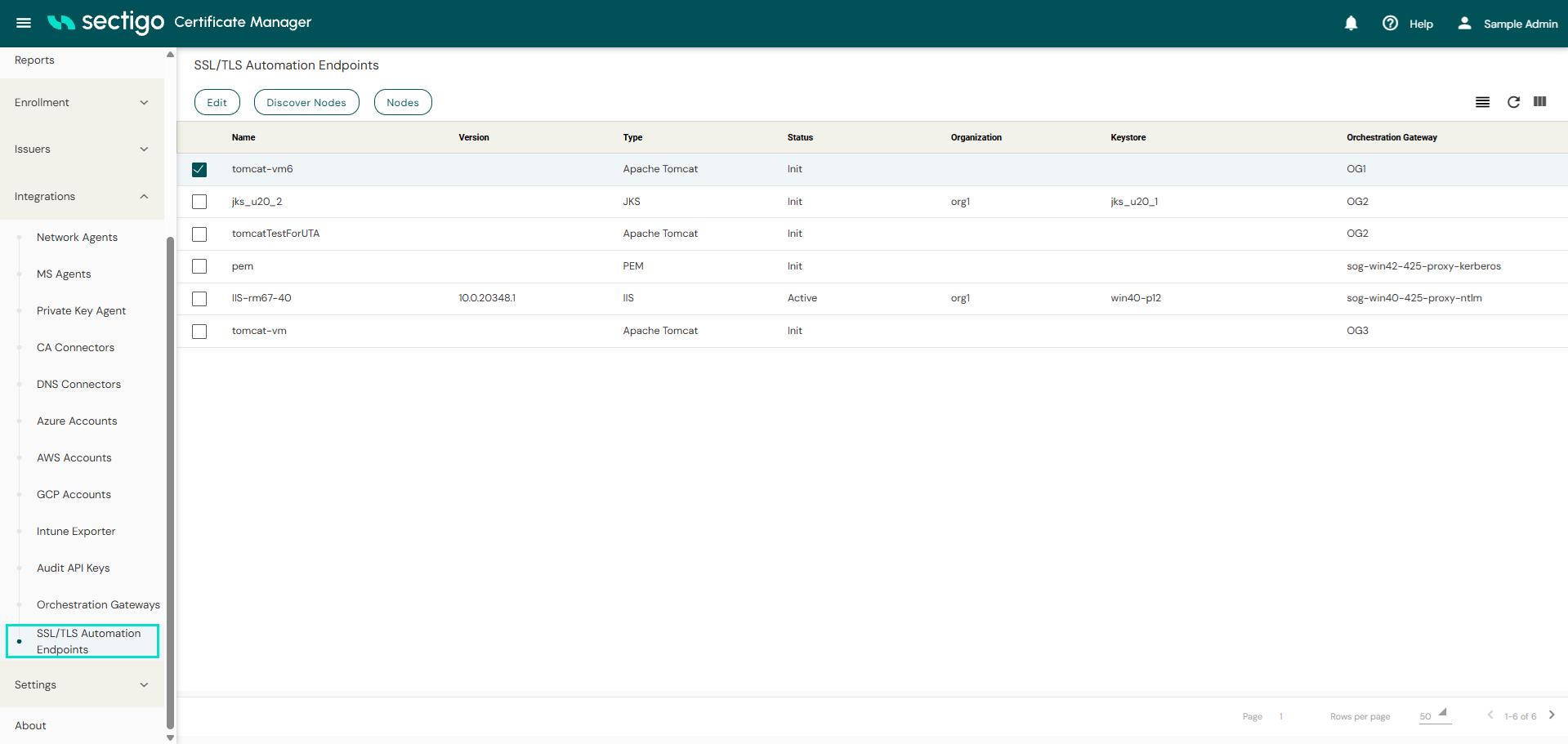SSL/TLS Automation Endpoints page