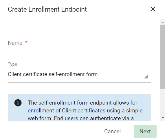 Create enrollment endpoint