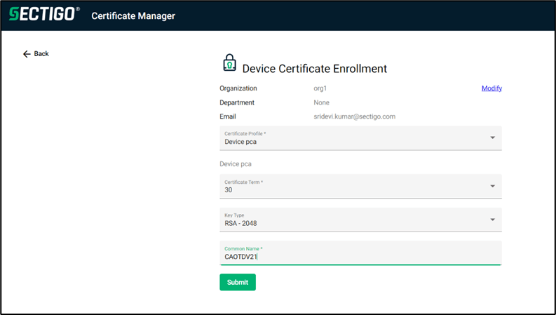 Device certificate enrollment details