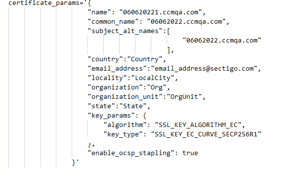 Enroll scrip parameters