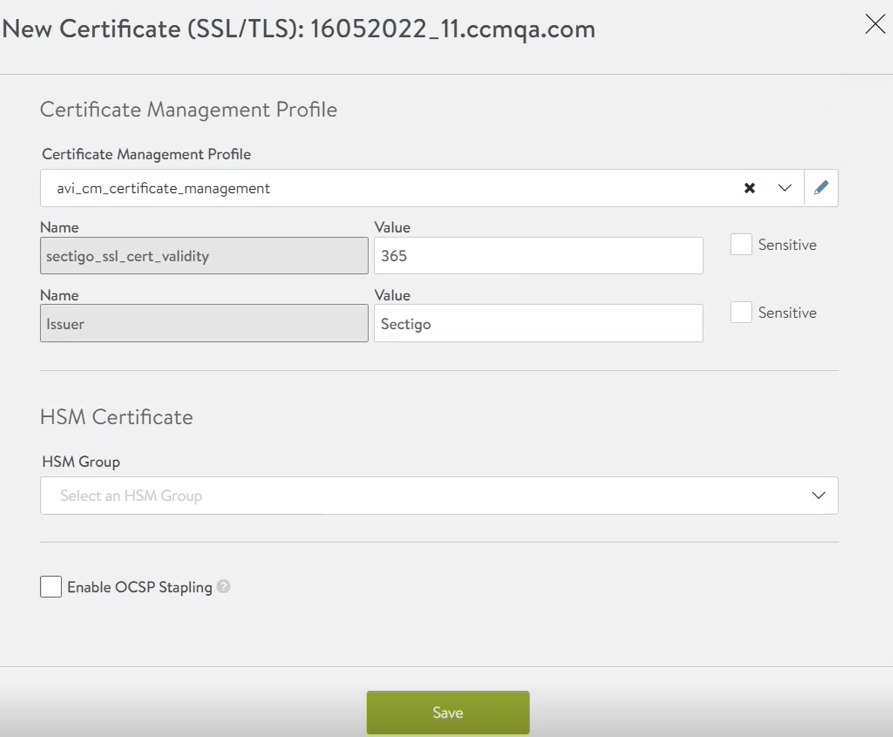 New Certificate Window