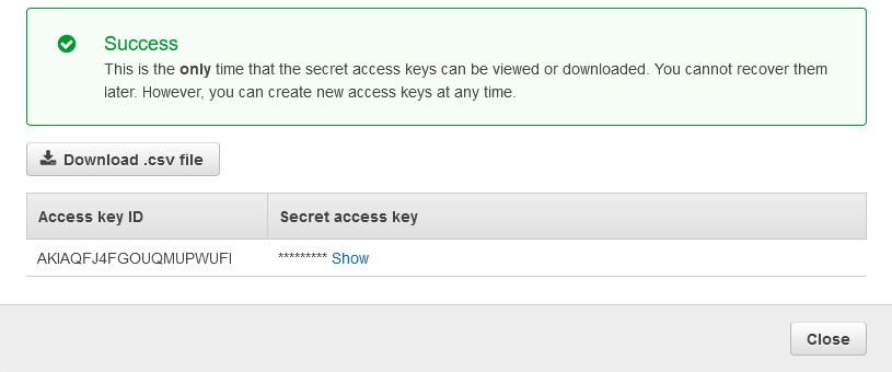 AWS access keys