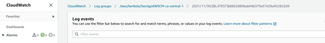 AWS CloudWatch console