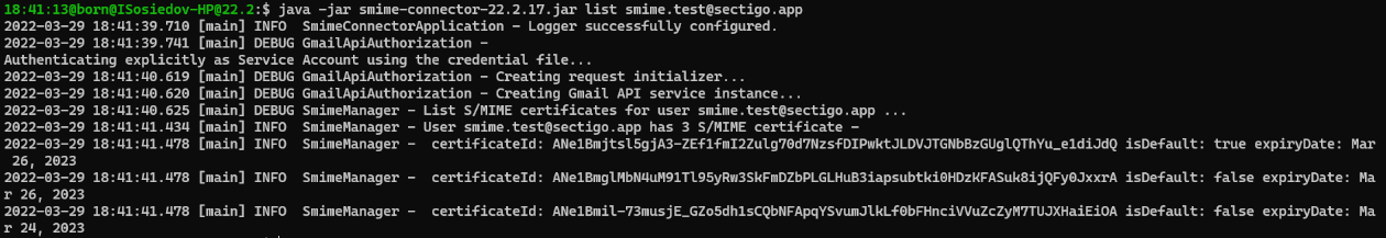 List certificates