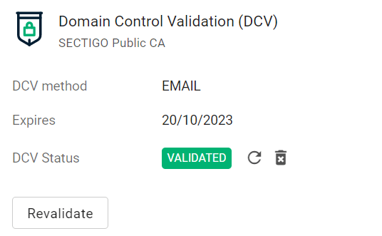 SCM DCV domain validated