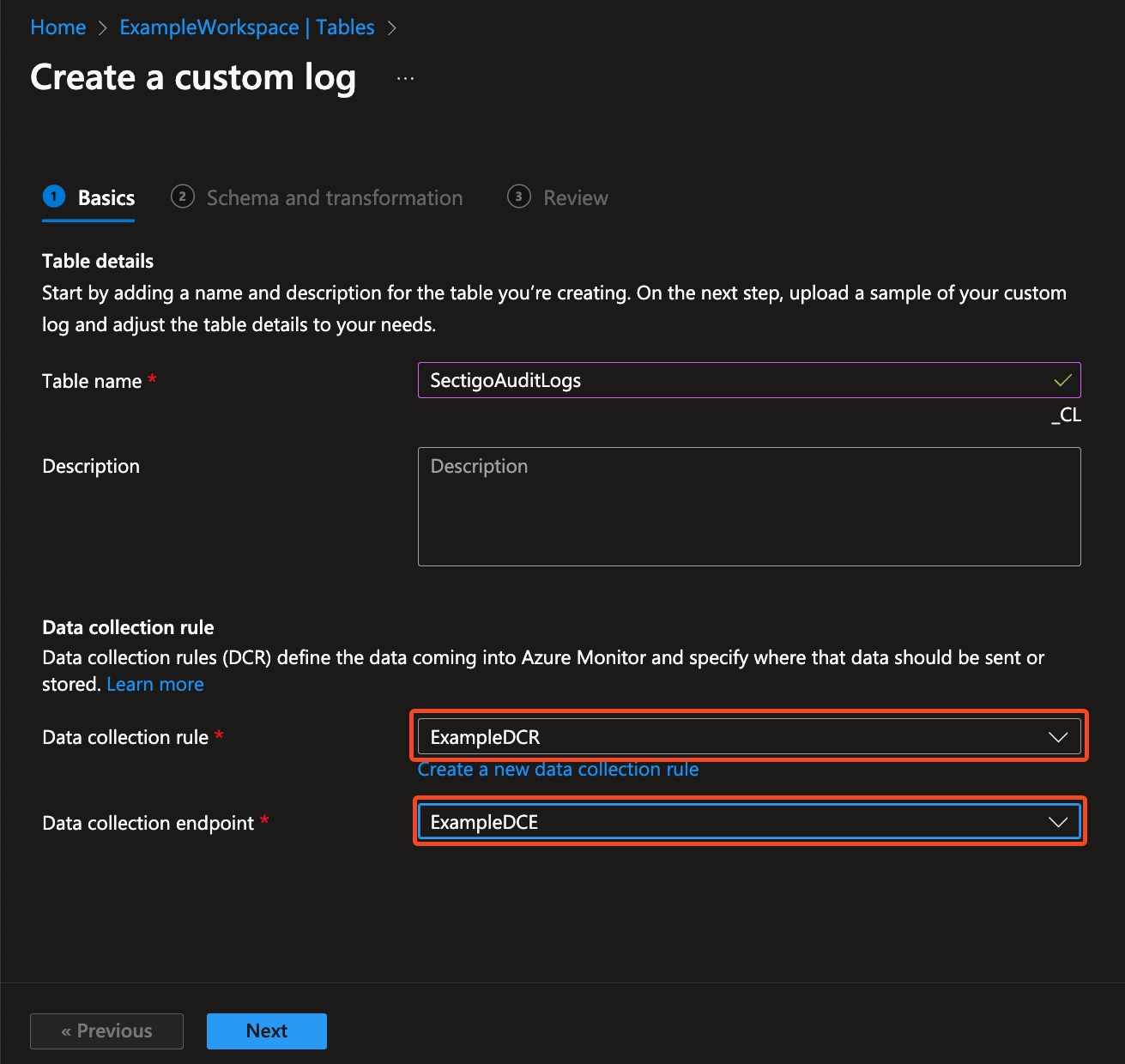 Create custom log after