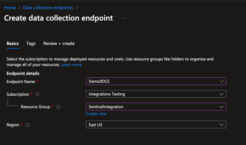 Create Data collection endpoint