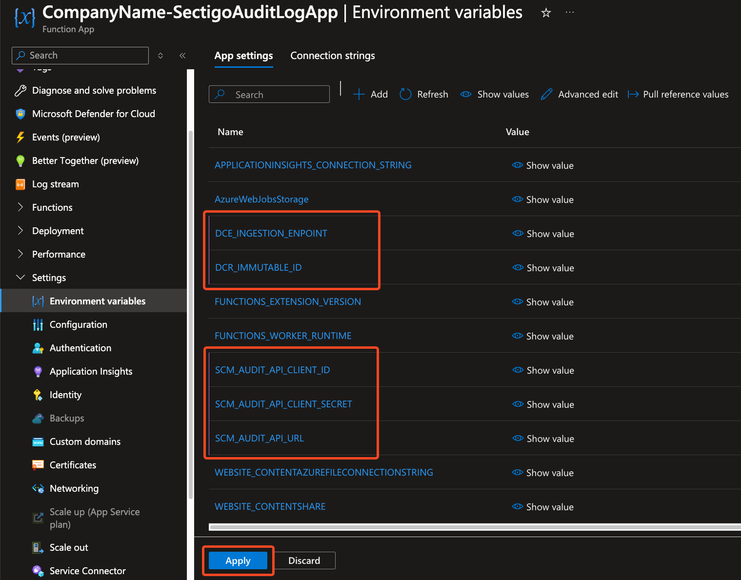 Environment variables