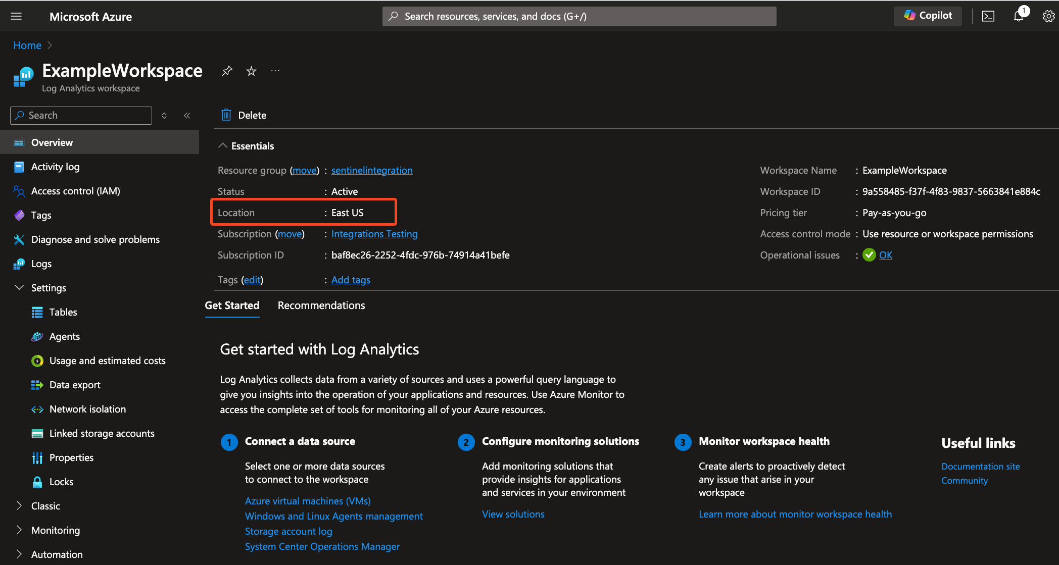 Log Analytics Location