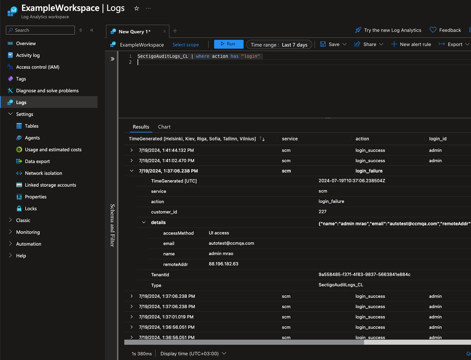 Query audit logs