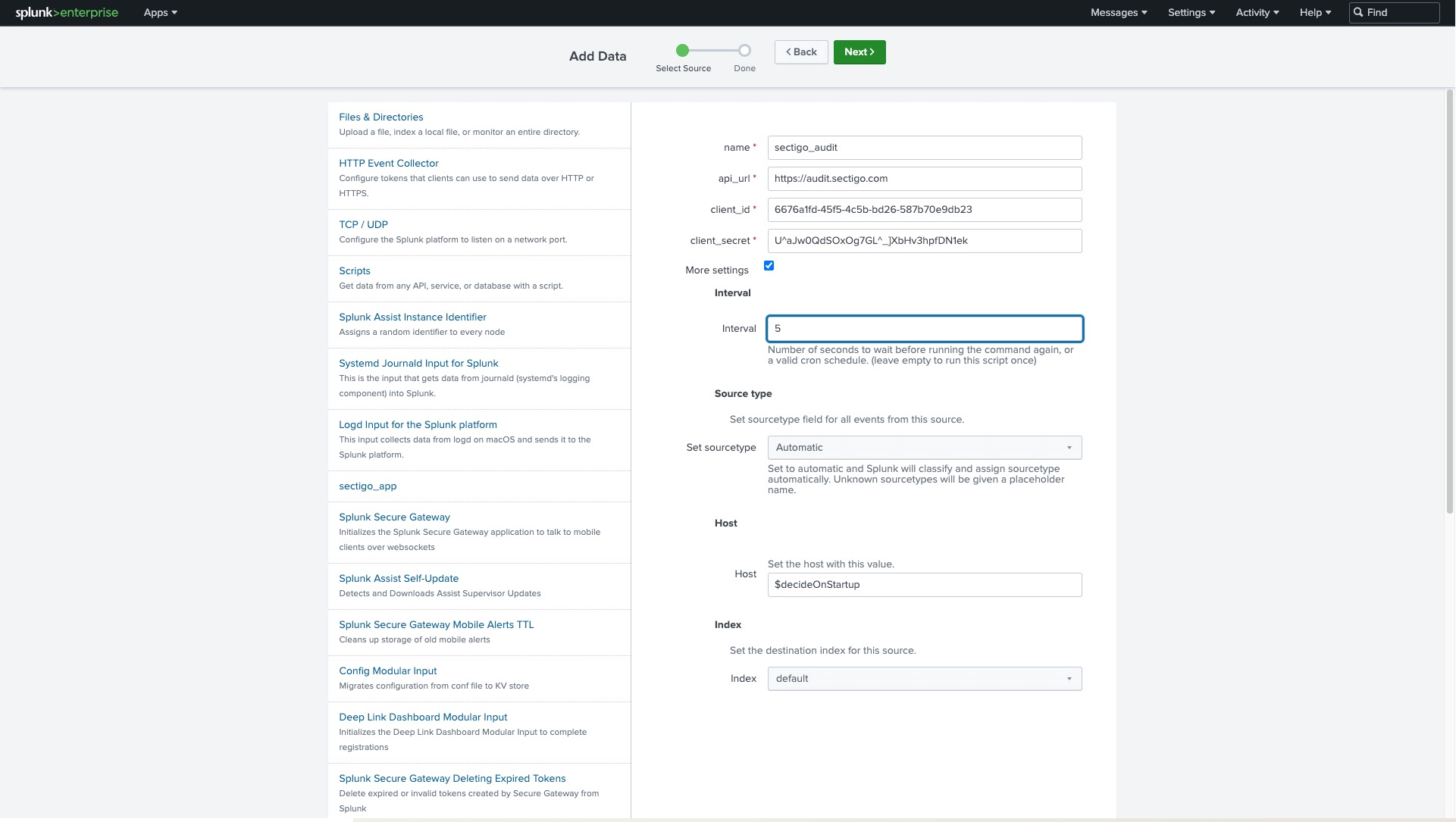 Configure data source