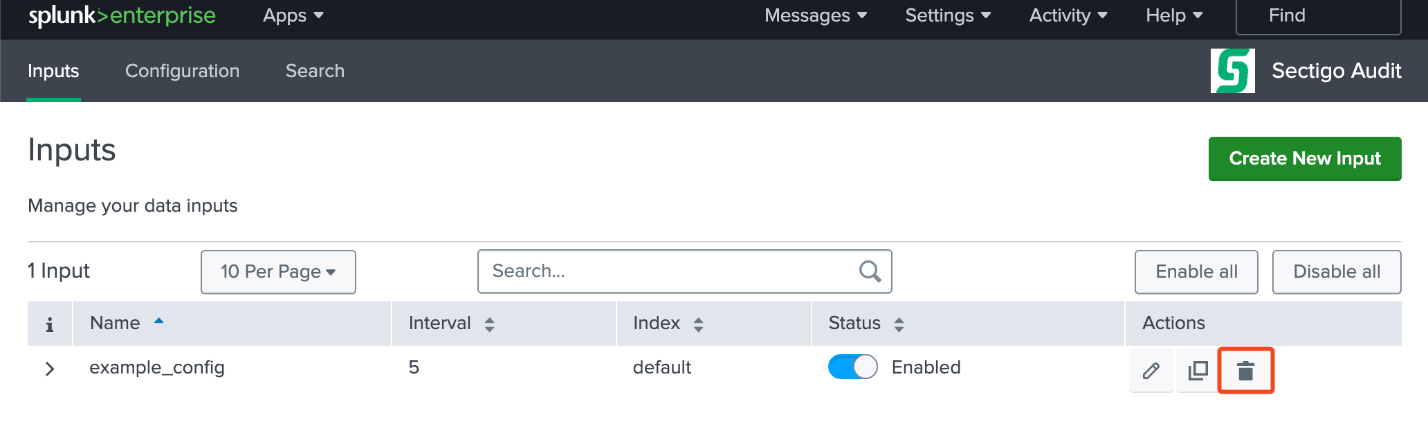 Delete data input
