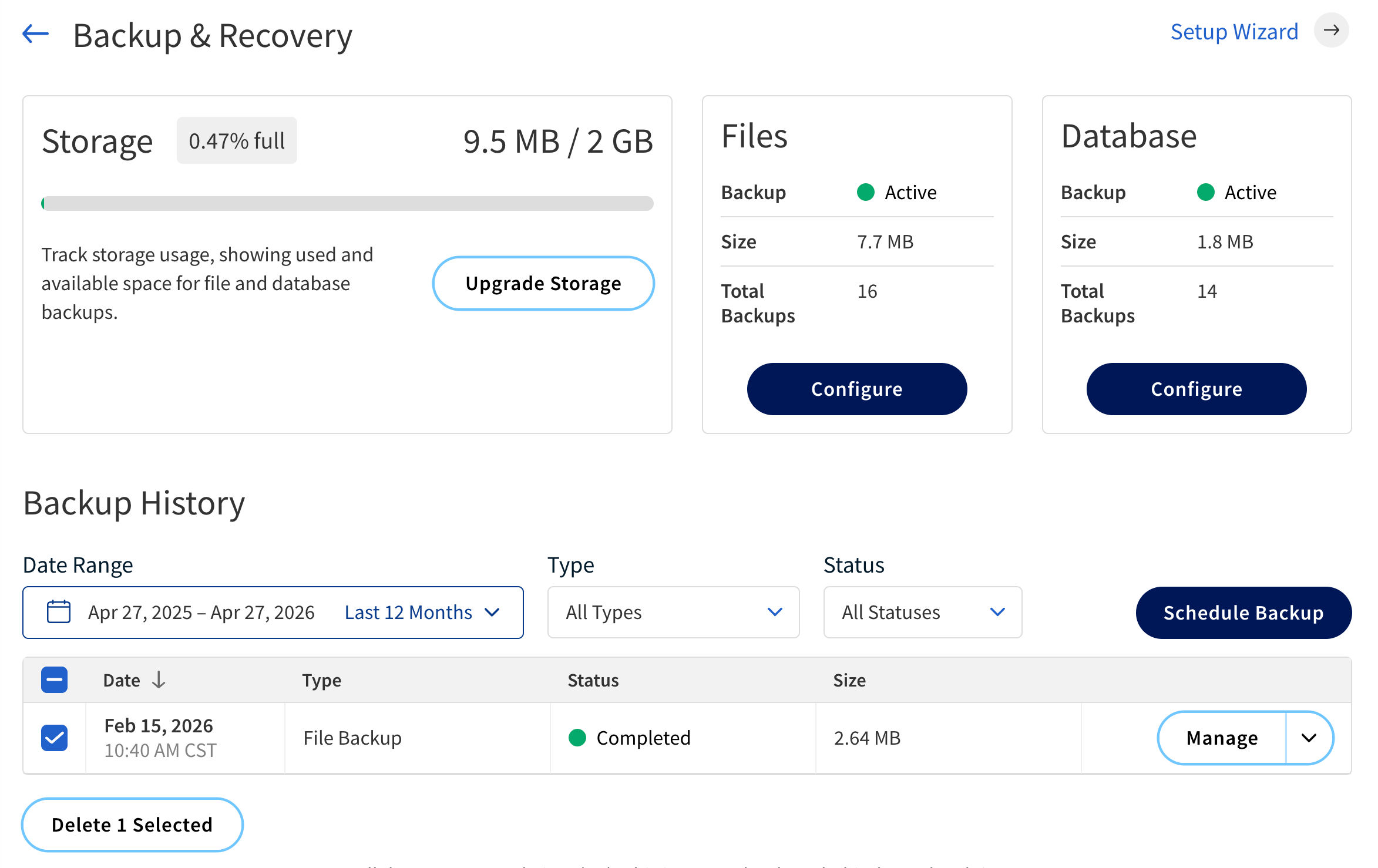 Backup & Recovery