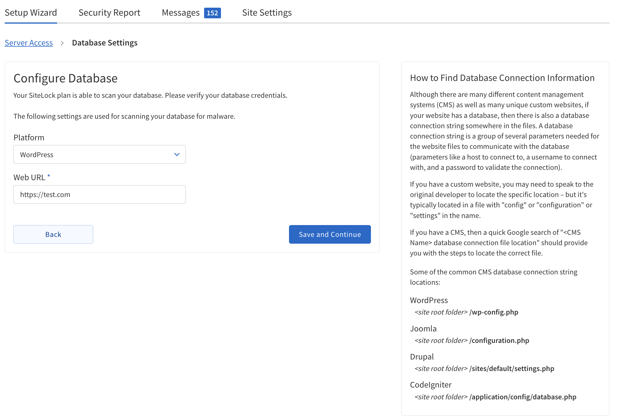 Database Settings