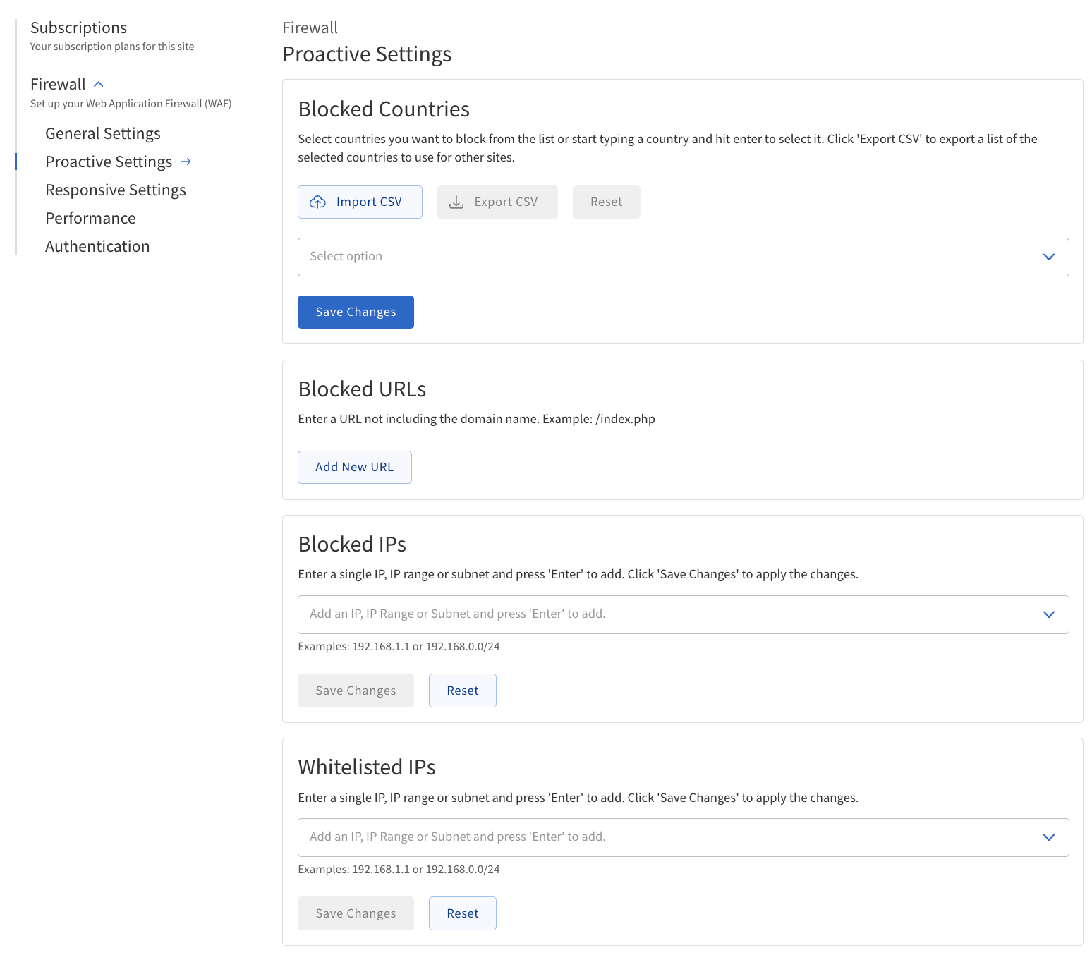 Proactive Settings