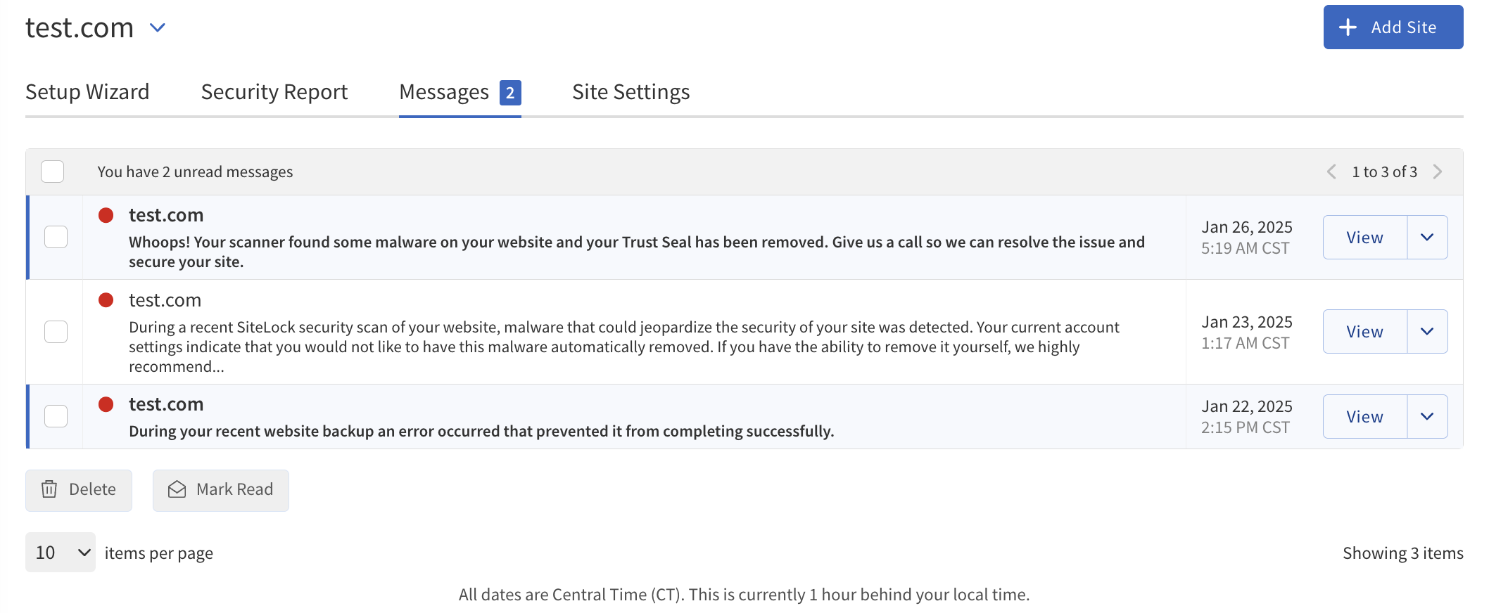 Site Messages