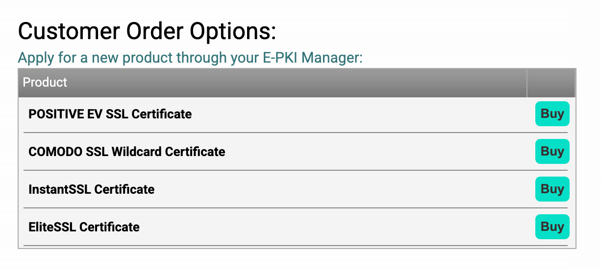 Customer order options